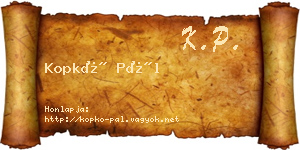 Kopkó Pál névjegykártya